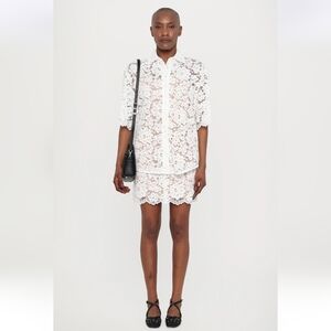 Michael Kors White Lace Silver Stud Two-piece Skirt Set Xs/2